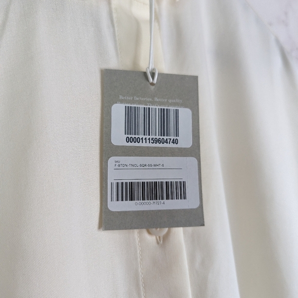 Everlane Shirt Women Small Drapey Square Sandstone Button Short Sleeve Cream - Picture 15 of 16